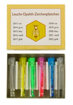 Leucht Opalith Zeichenplättchen Set 5 Farben und Kleber