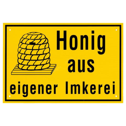 Werbeschild gelb 20 x 15 cm Honig aus eigener Imkerei
