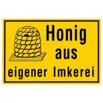 Werbeschild gelb 35 x 25 cm Honig aus eigener Imkerei